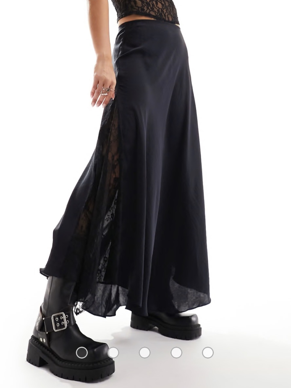 Free People Make You Mine Lace Inset Satin Maxi Slip Skirt